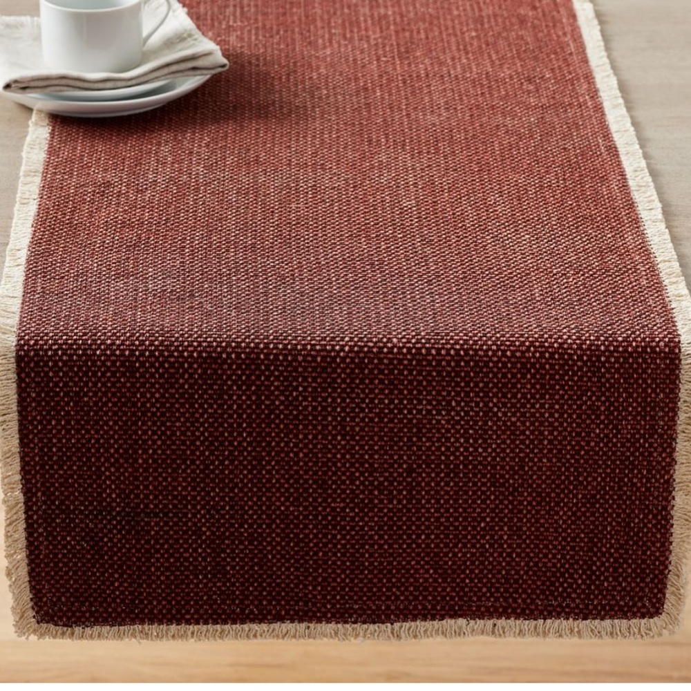 Pottery Barn Mason Handwoven Cotton Fringe Table Runner